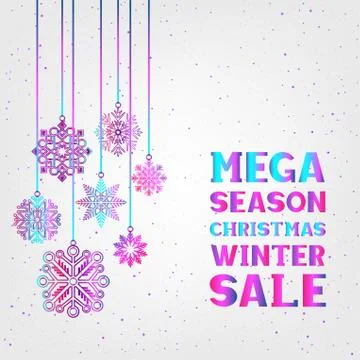 Hanging snowflake and text Stock Illustration