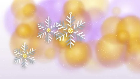 Hanging Snowflakes Bokeh Snowfall with Smooth amber Gradient Flow Backdrop. Stock Illustration