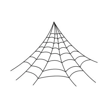 Hanging spider web isolated on white background. Halloween spiderweb element. Ilustración de archivo