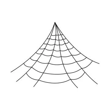 Hanging spider web isolated on white background. Halloween spiderweb element. Stock Illustration