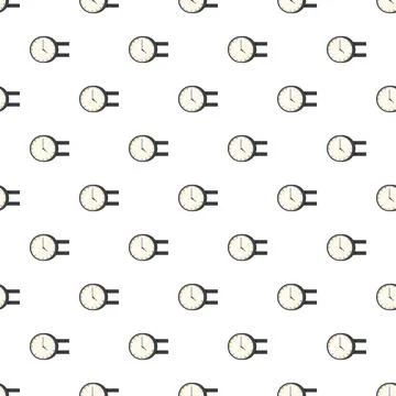 Hanging station clocks creating a seamless time pattern Stock Illustration