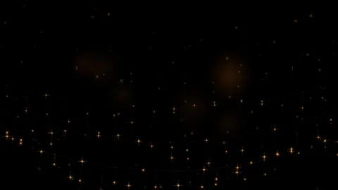 Hanging string lights sparkling golden star garland loop Stock Footage 345640539