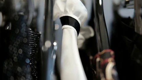Hanging stylish things in black and white tones from the designer Video stock 74703609