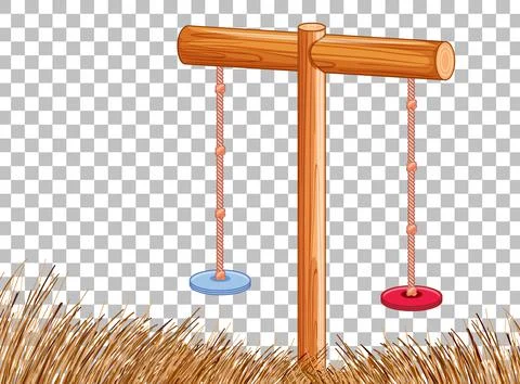 Hanging swing playground on transparent background Stock Illustration