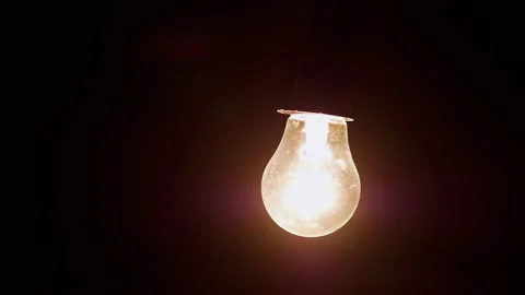 Hanging Swinging flickering Light Bulb in a Dark Room on the Black Background Stock-Footage 238935347