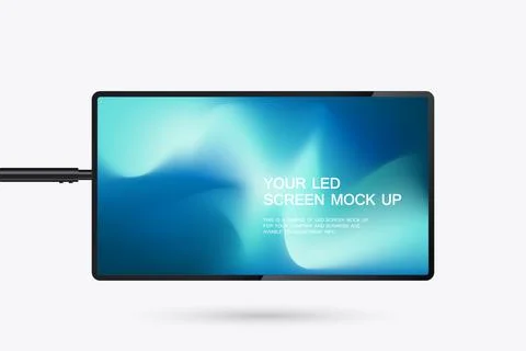 A hanging technology LED Screen Mockup in 3Ds of Realistic screen light box.. Stock Illustration
