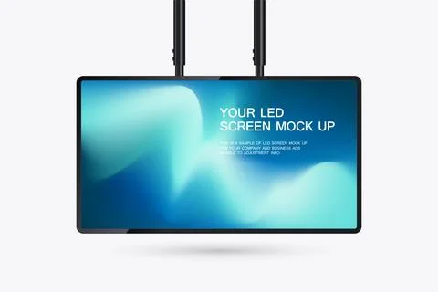 A hanging technology LED Screen Mockup in 3Ds of Realistic screen light box.. Stock Illustration