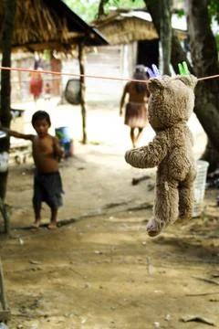 Hanging teddy bear Stock Photos