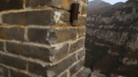 Hanging temple and mountains scene from stonewall in Shangxi Stock Footage 88334791