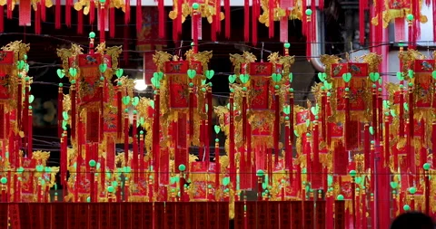Hanging, temple, chinese lantern, blessing, lantern Stock Footage 152887155