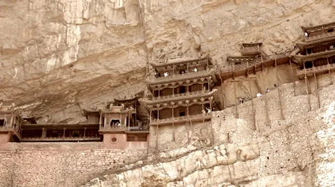 A hanging temple at datong china Stock Footage 39793246