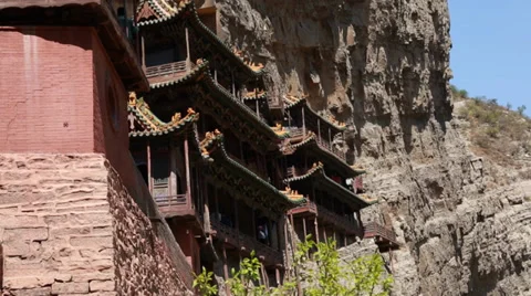 The hanging temple monastery at datong china dolly Stock Footage 39793787