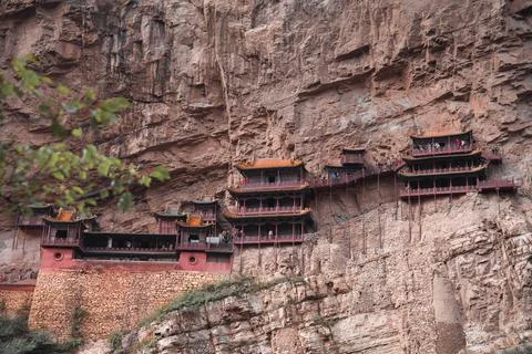 The Hanging Temple or Hanging Monastery near Datong in Shanxi Province, China Stock Photos
