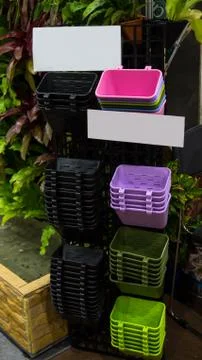 Hanging tree pots Stock Photos