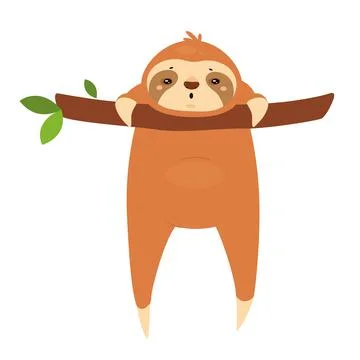 Hanging tropical sloth Stock Illustration