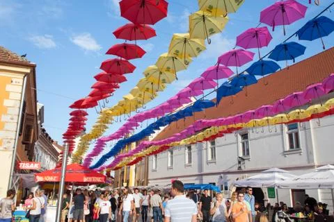 Hanging umbrellas Photos