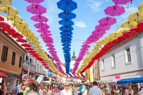 Hanging umbrellas Photos