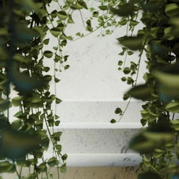 Hanging Vines Frame and Steps Surface Stock Illustration