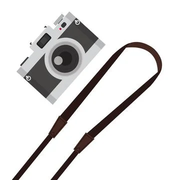 Hanging vintage camera on white background Stock Illustration