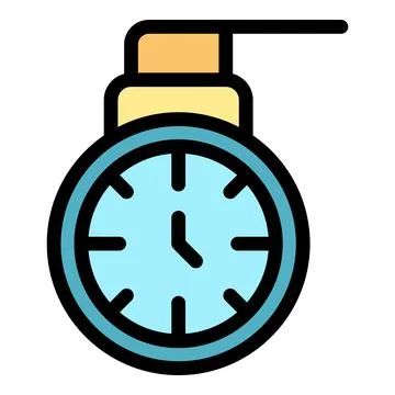 Hanging wall clock showing time passing by Stock Illustration