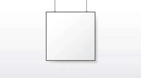 Hanging White Blank Square Canvas Branding Display Mockup Illustration Stock Illustration