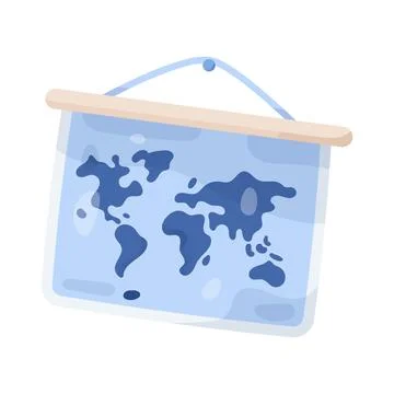 Hanging world map Ilustração Stock