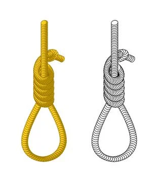 Hangman. Rope with loop. Hanging on rope. Node. Thick rope rope. device for t Иллюстрация