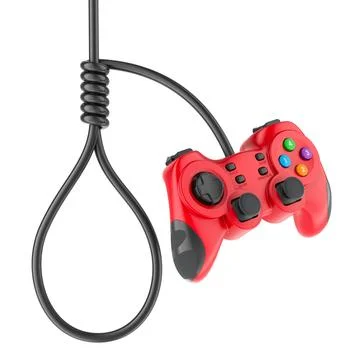 Hangmans knot from wired game controller. 3D rendering Stock Illustration