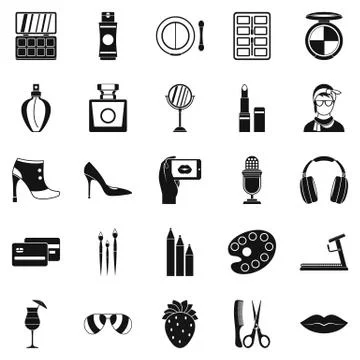 Hangout icons set, simple style Stock Illustration