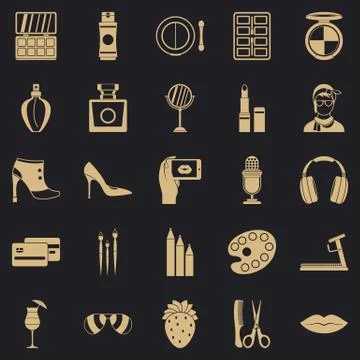 Hangout icons set, simple style Stock Illustration