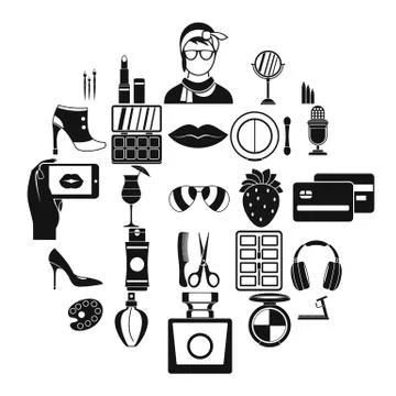 Hangout icons set, simple style Stock Illustration