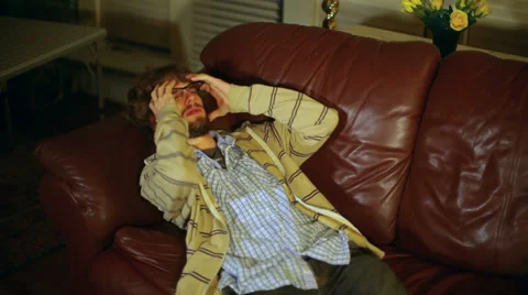 Hangover hang over head ache headache Video stock 34484472