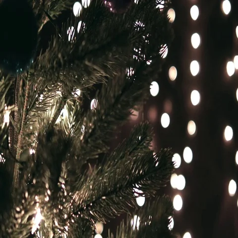 Hangs Christmas Ball On Tree Stock Footage 69700336