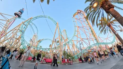HangTime Roller Coaster Ride at Knotts Berry Farm California June 22 2025 Stock Footage 312708646