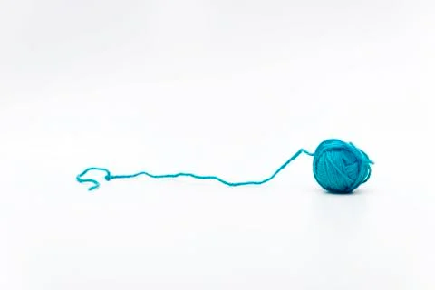 Hank blue wool threads isolated on white background Stock Photos