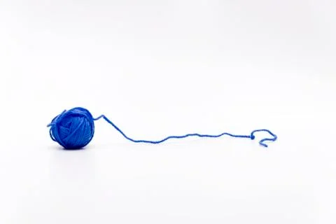 Hank blue wool threads isolated on white background Stock Photos