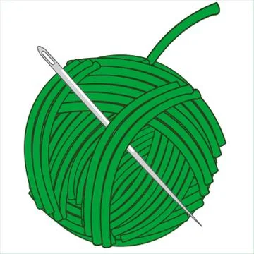Hank with green thread and needle.Vector illustration イラスト素材