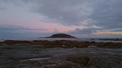 Hannafore in Looe view out to Looe Island at late evening under a sunset sky Video stock 342768848