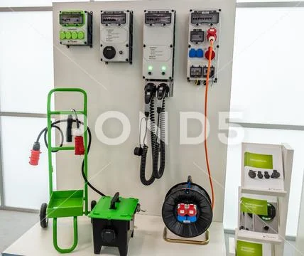 Hannover / Germany - April 02 2019 : The newest e-mobility charging technology Stock Photos