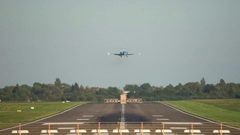 Hannover, Germany - October 01, 2017: The passenger plane lands at the airport Stock Footage 80971608