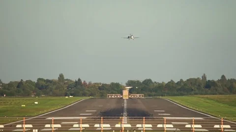 Hannover, Germany - October 01, 2017: The passenger plane lands at the airport Stock Footage 80971731