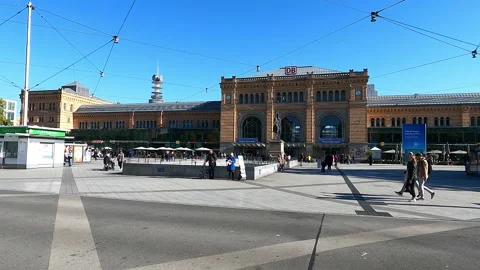 Hannover, Germany. View of the facade of the central train station Stock Footage 220603484