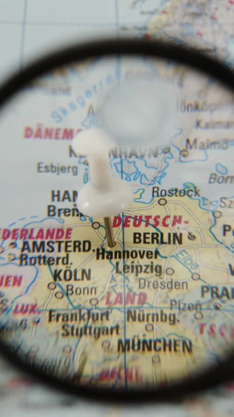 Hannover marked on a paper map Stock Footage 343288200