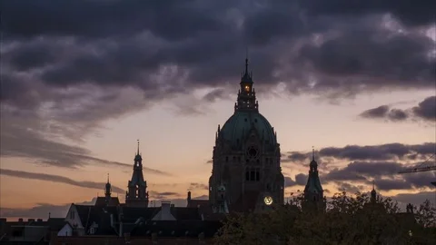 Hannover skyline at evening Stock Footage 82360002