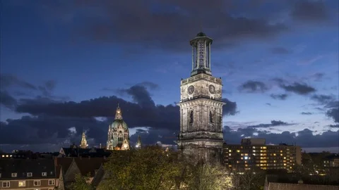 Hannover skyline at evening Stock Footage 82360387