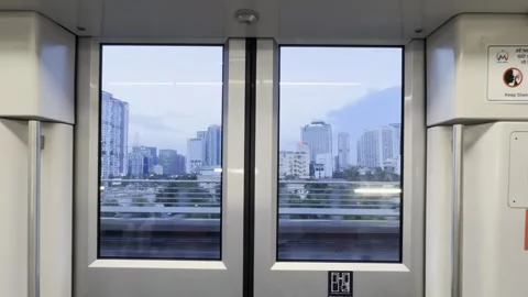 Hanoi Skyline Viewed From A Moving Metro Train Stock Footage 337388435