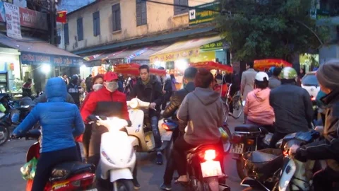 Hanoi Traffic in the Evening Stock Footage 81727985