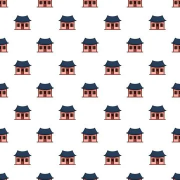 Hanok houses pattern creating traditional korean culture background Stock Illustration