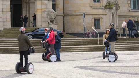 HANOVER, GERMANY - MAY, 09, 2017: Segway tour Group on the street Video stock 77111167