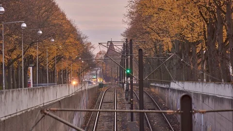 The Hanover Stadtbahn - light rail system in the city of Hanover, Lower Saxony Stock Footage 124025060